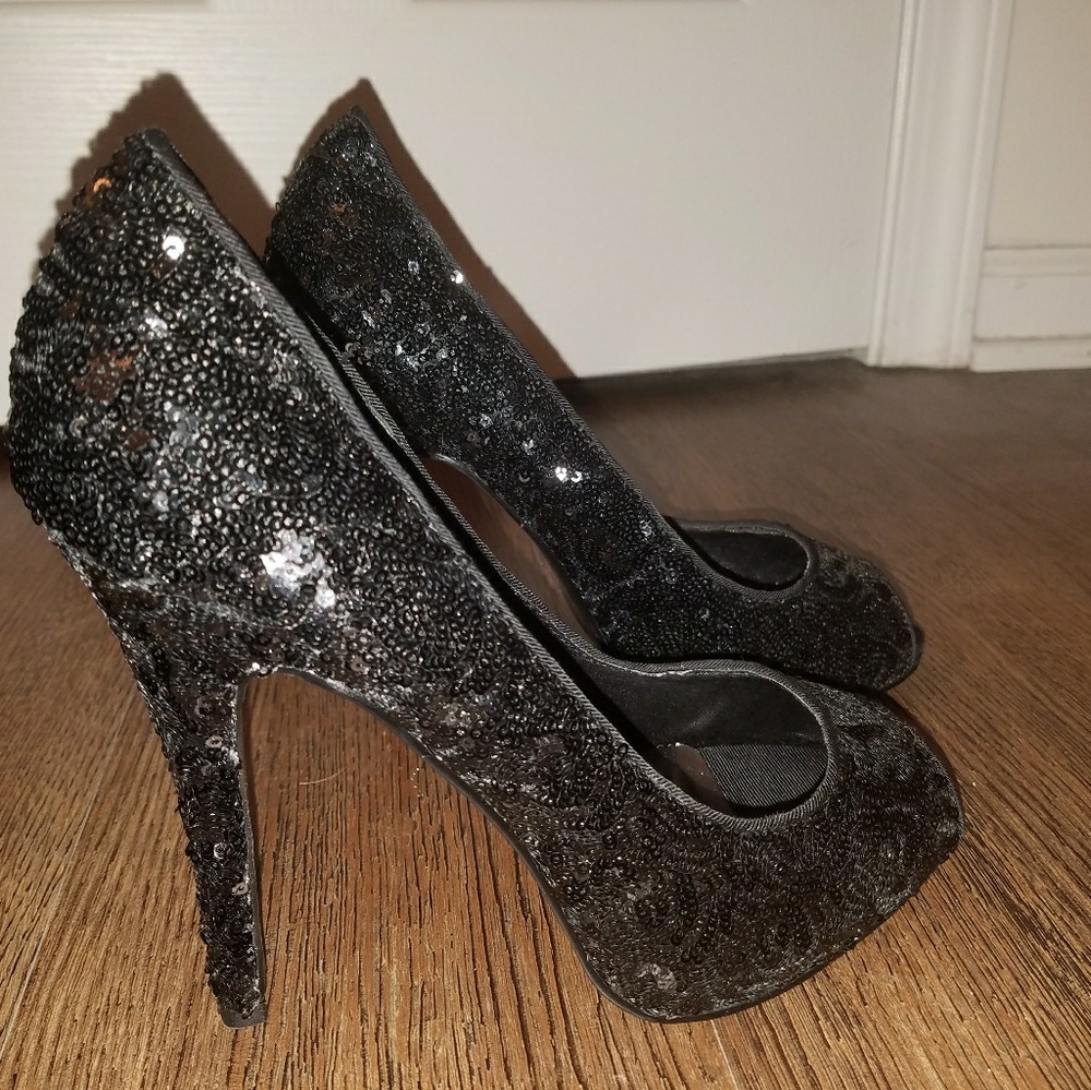 Brand New Sequin Black Heels